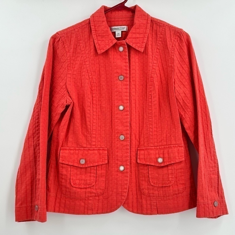 Coldwater Creek Women’s Red Orange Cotton Textured Jacket Size 8P